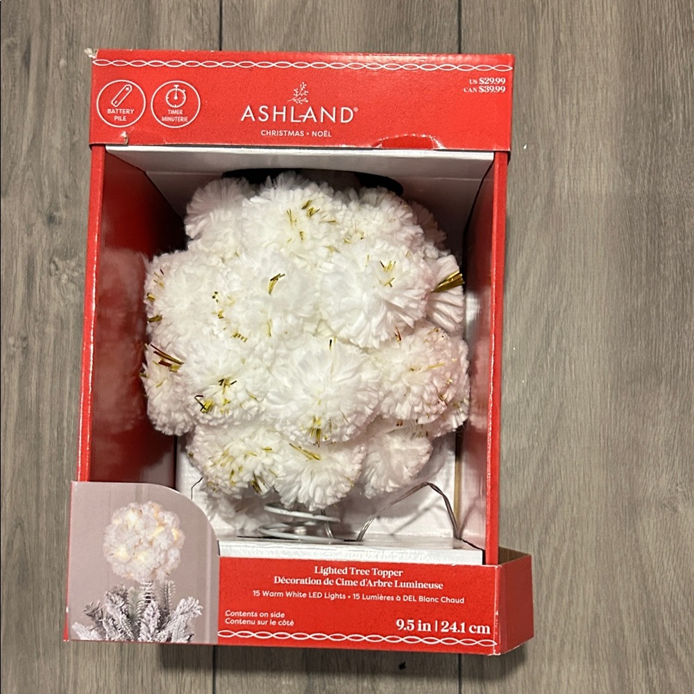 NEW 🆕 Ashland Illuminated Tree Topper with White Blooms